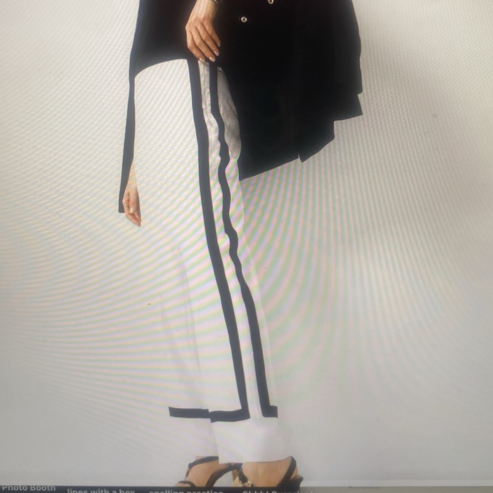 Black and White Women's Colorblocked Trousers - Picture 4 of 5